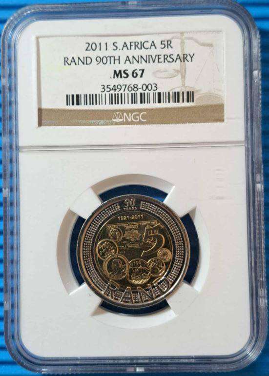 *** 2011 - SA R5 - 90TH ANNIVERSARY OF THE RESERVE BANK - NGC GRADED MS67 ***