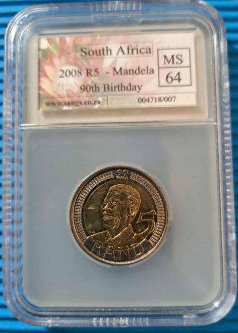 *** 2008 - SA R5 NELSON MANDELA - SANGS MS64 ***