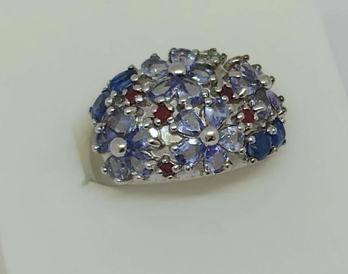 Bold & Beautiful Tanzanite, Rhodolite Garnet, Emerald Ring