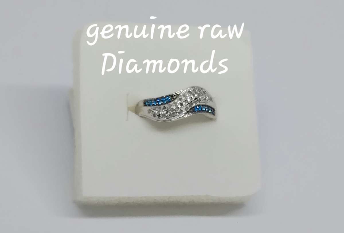 SALE! GENUINE NATURAL RAW DIAMOND RING - WAVE - UNIQUE