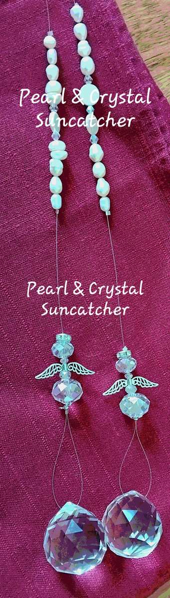 Genuine Pearl & Crystal Angel Suncatchers - Unique