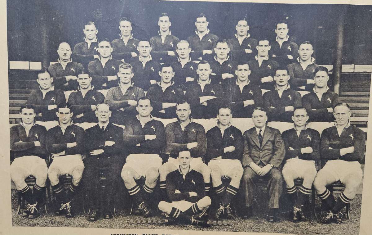 Framed Vintage Springbok Rugby TouringTeam - New Zealand, 1937