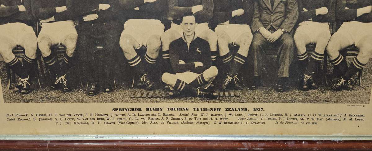 Framed Vintage Springbok Rugby TouringTeam - New Zealand, 1937