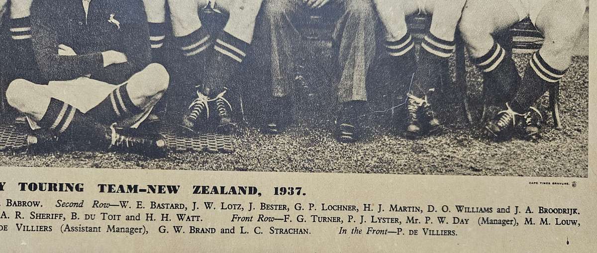 Framed Vintage Springbok Rugby TouringTeam - New Zealand, 1937