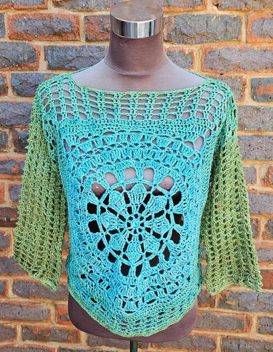 New handmade crochet fine, lightweight cotton crochet top