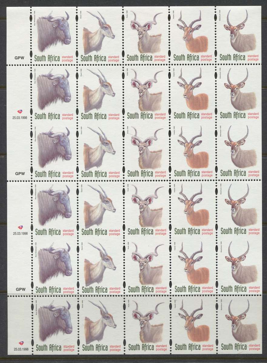 RSA - Uncut Sheet of 30 - 1998 - MNH