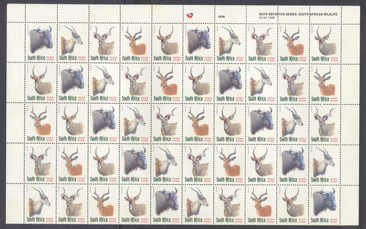 RSA - Full Sheet of 100 - Dated 03.04.1998 - MNH