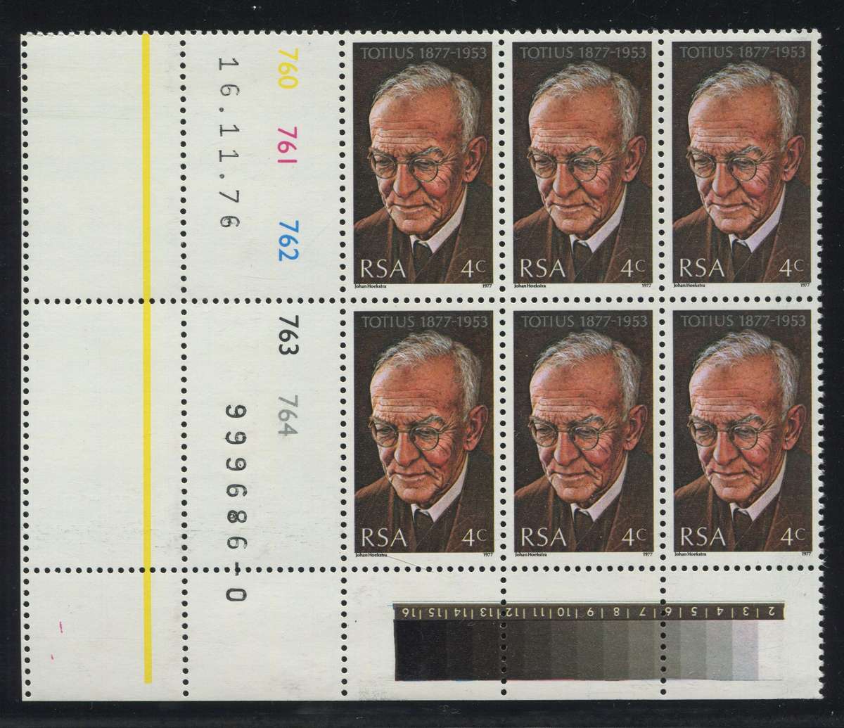 RSA - 1 Control Block Of 6 - 1977 - MNH