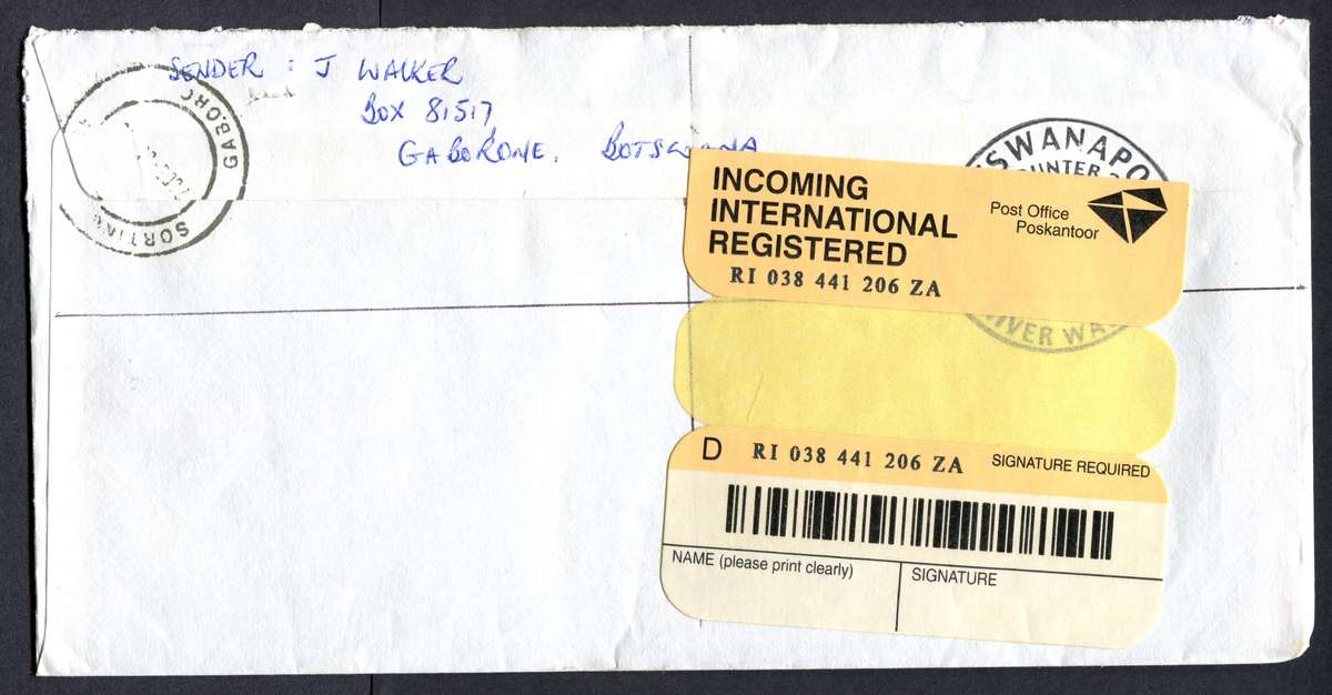 Botswana - "Maxi" Size Registered Cover