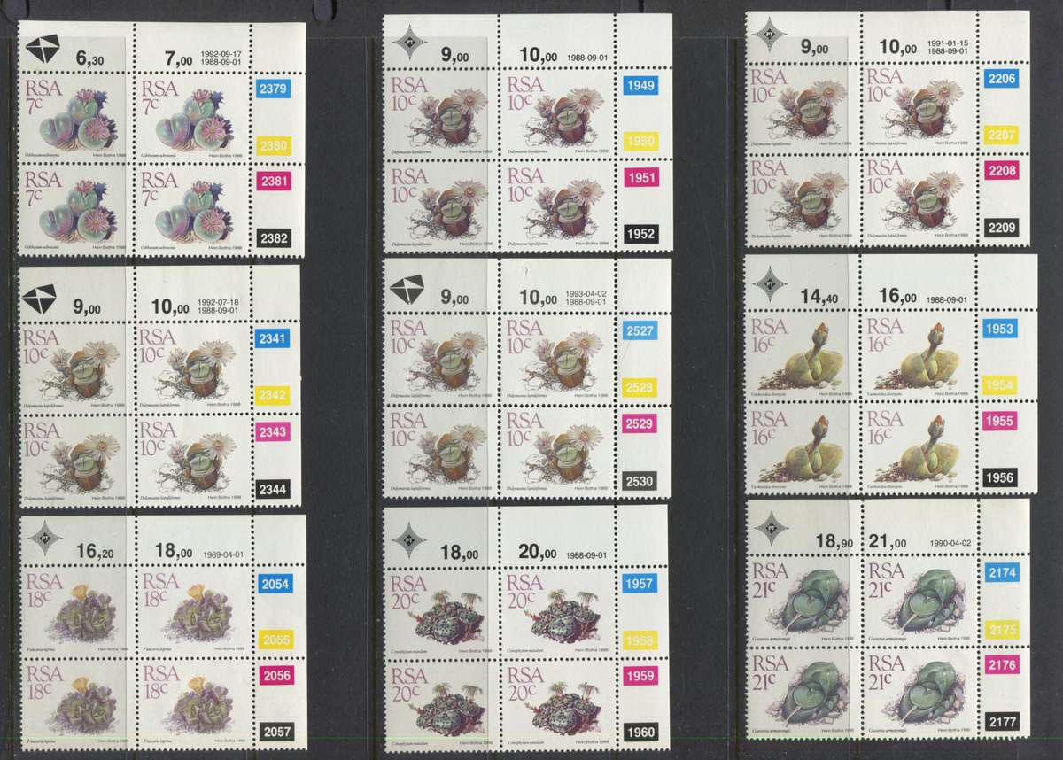 RSA - 51 Control Blocks of 4 + 4 Coil Strips of 5 - 1988/93 - MNH