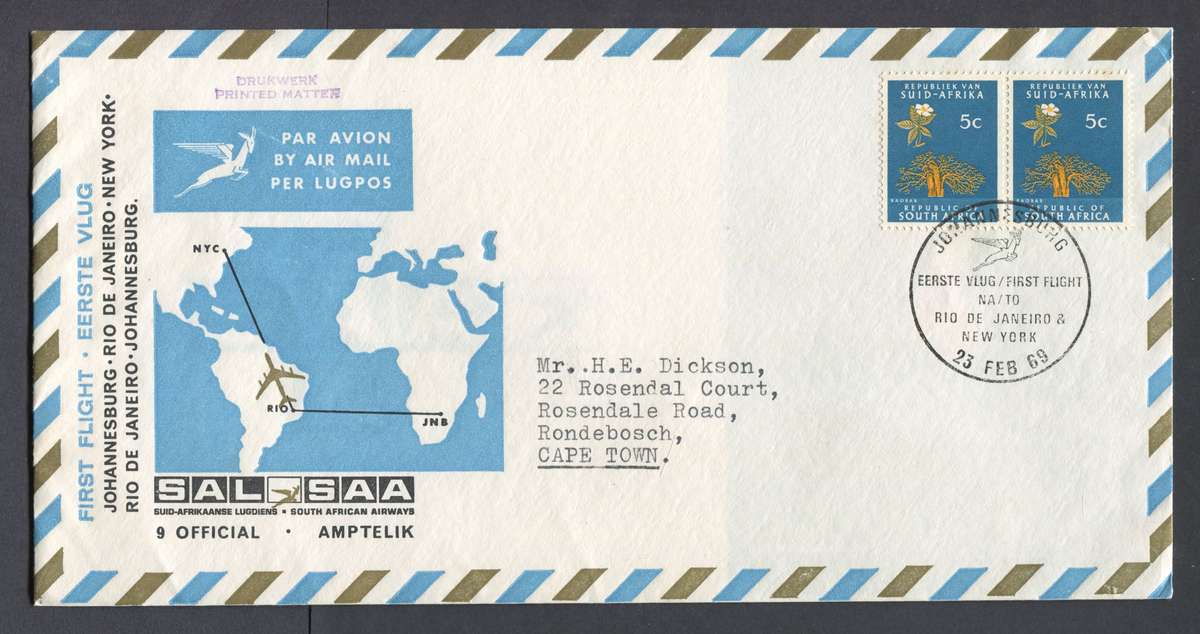 RSA - FDC no 9 - Addressed - 1969