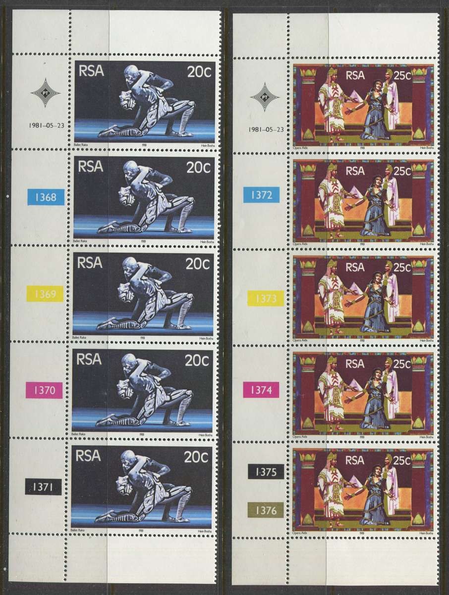 RSA - Set Of 2 Control Strips Of 5 - 1981 - MNH