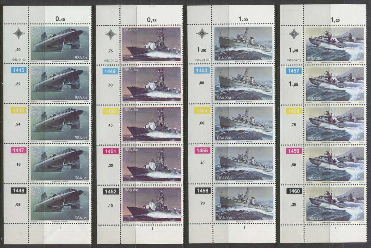 RSA - Set Of 4 Control Strips Of 5 - 1982 - MNH