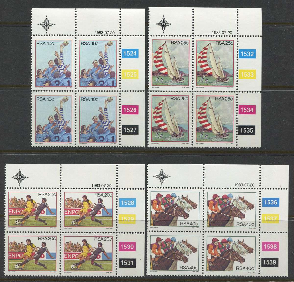 RSA - Set Of 4 Control Blocks Of 4 - 1983 - MNH