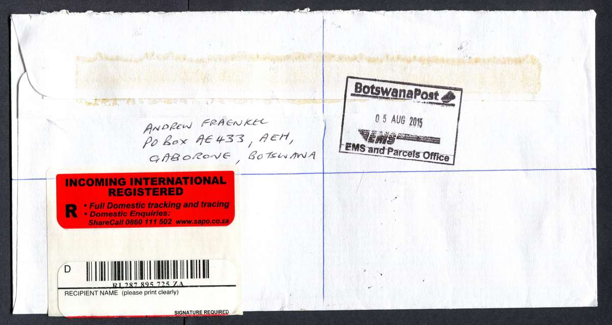 Botswana - "Maxi" Size Registered Cover