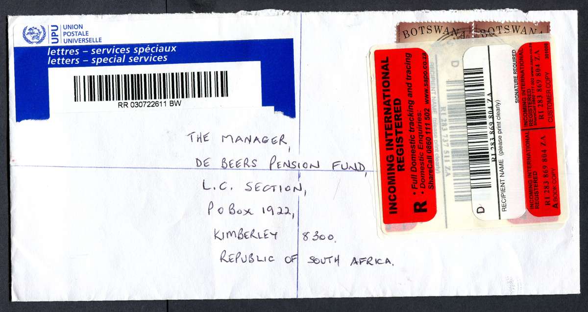 Botswana - "Maxi" Size Registered Cover