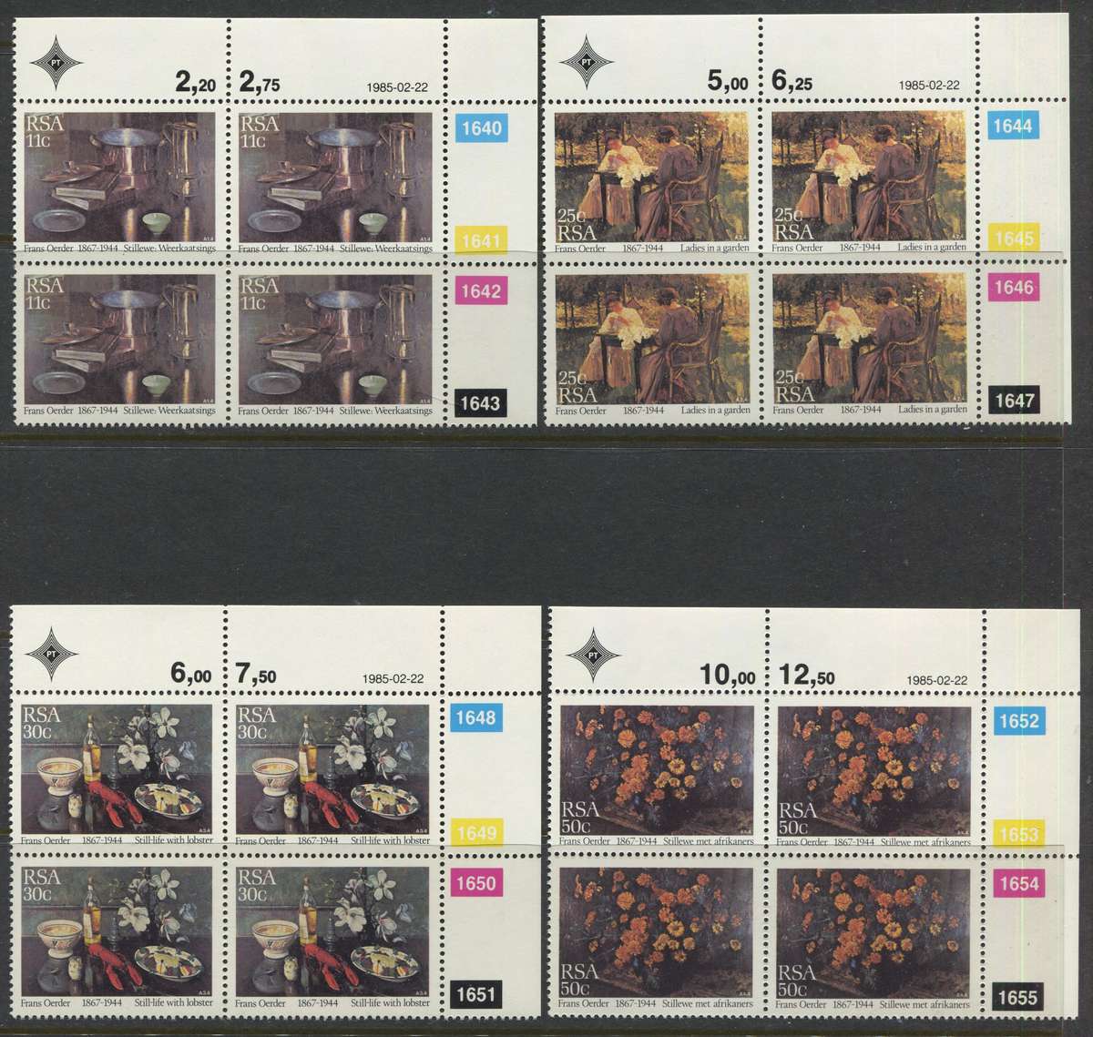 RSA - Set Of 4 Control Blocks Of 4 - 1985 - MNH