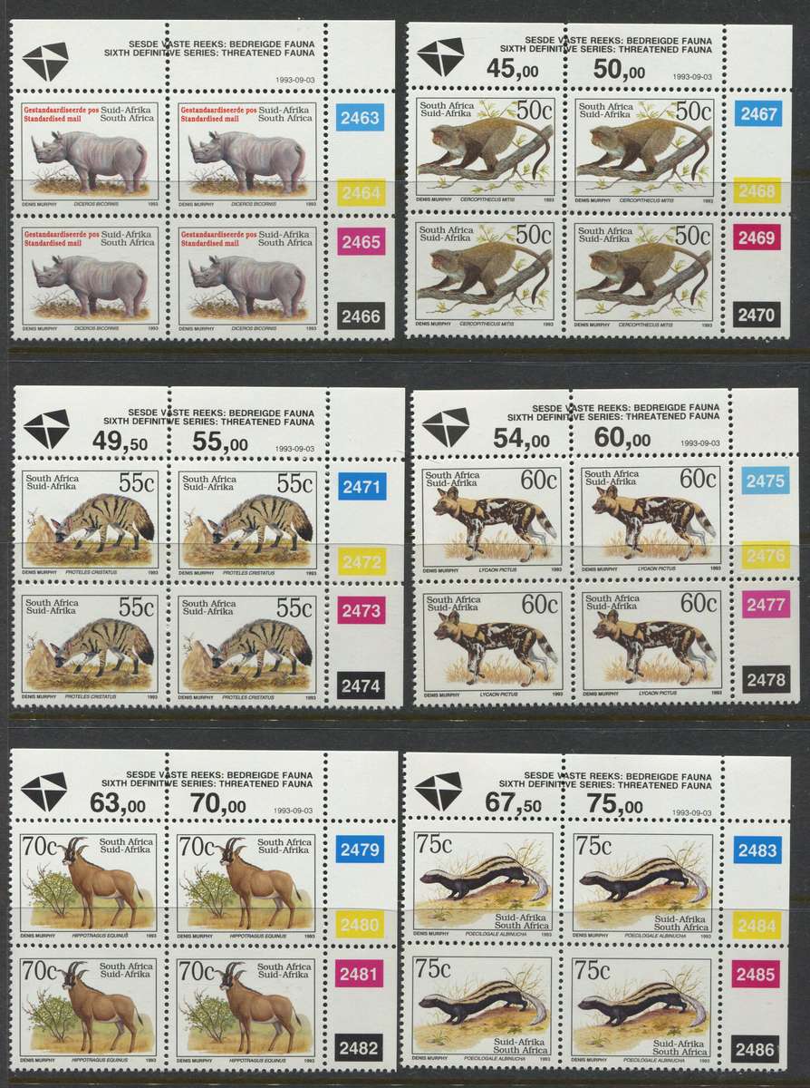 RSA - Set Of 18 Original Printing Control Blocks Of 4 - 1993 - MNH