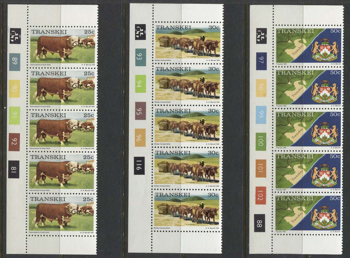 Transkei - Set Of 17 Original Printing Control Strips Of 5 - 1976 - MNH