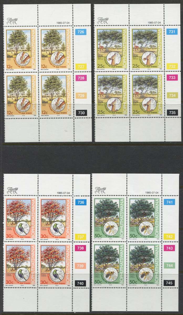 Bophuthatswana - Set Of 4 Control Blocks Of 4 - 1985 - MNH