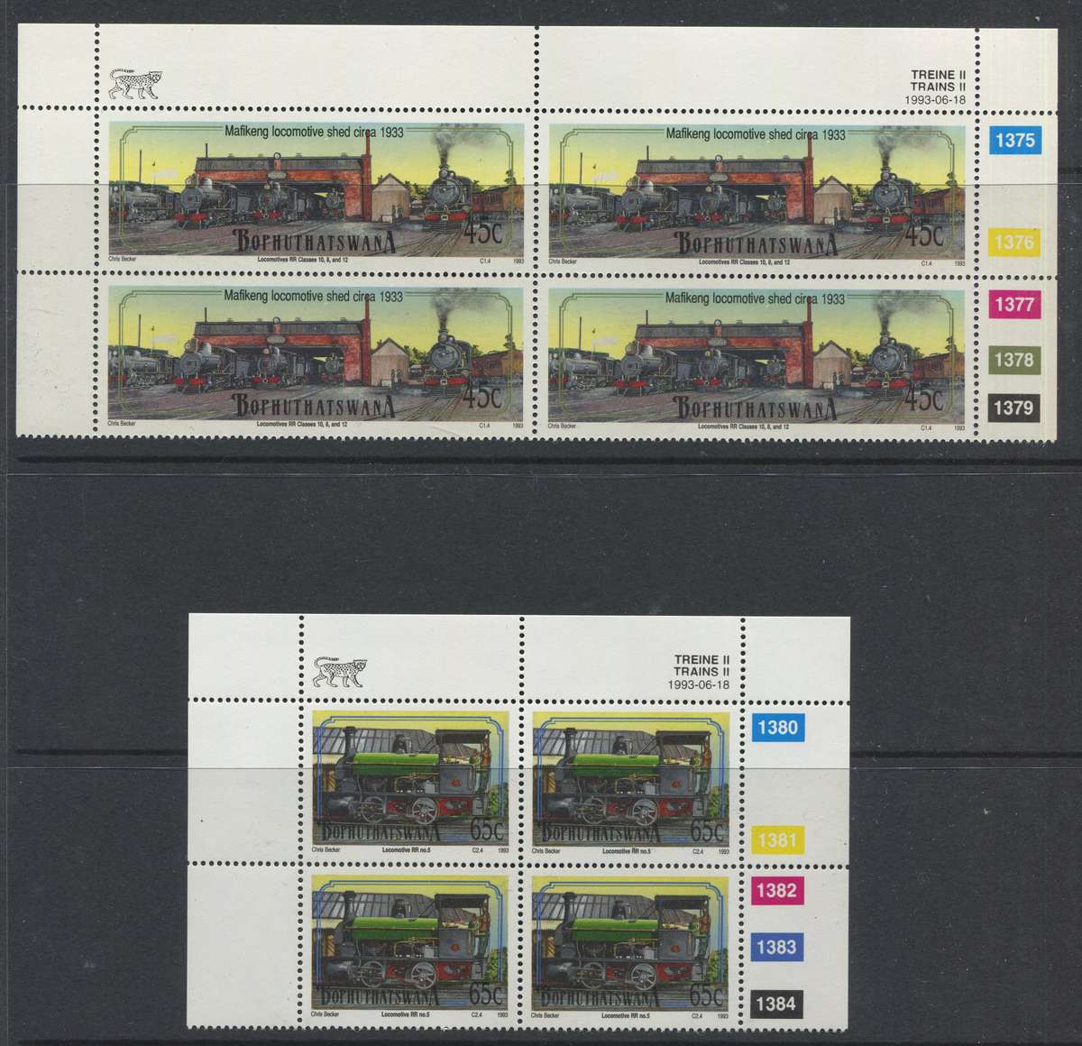 Bophuthatswana - Set Of 4 Control Blocks Of 4 - 1993 - MNH