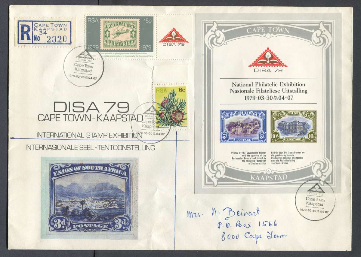 RSA - Registered Cover with Cinderella Miniature Sheet Posted at the Exhibition - Cape Town