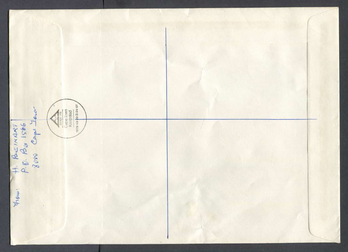 RSA - Registered Cover with Cinderella Miniature Sheet Posted at the Exhibition - Cape Town