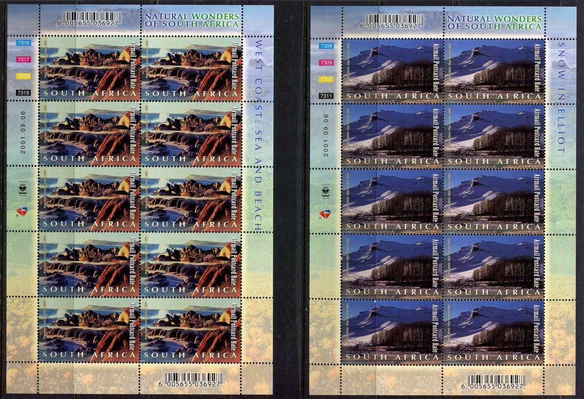 RSA - Set of 10 Sheets of 10 - 2001 - MNH