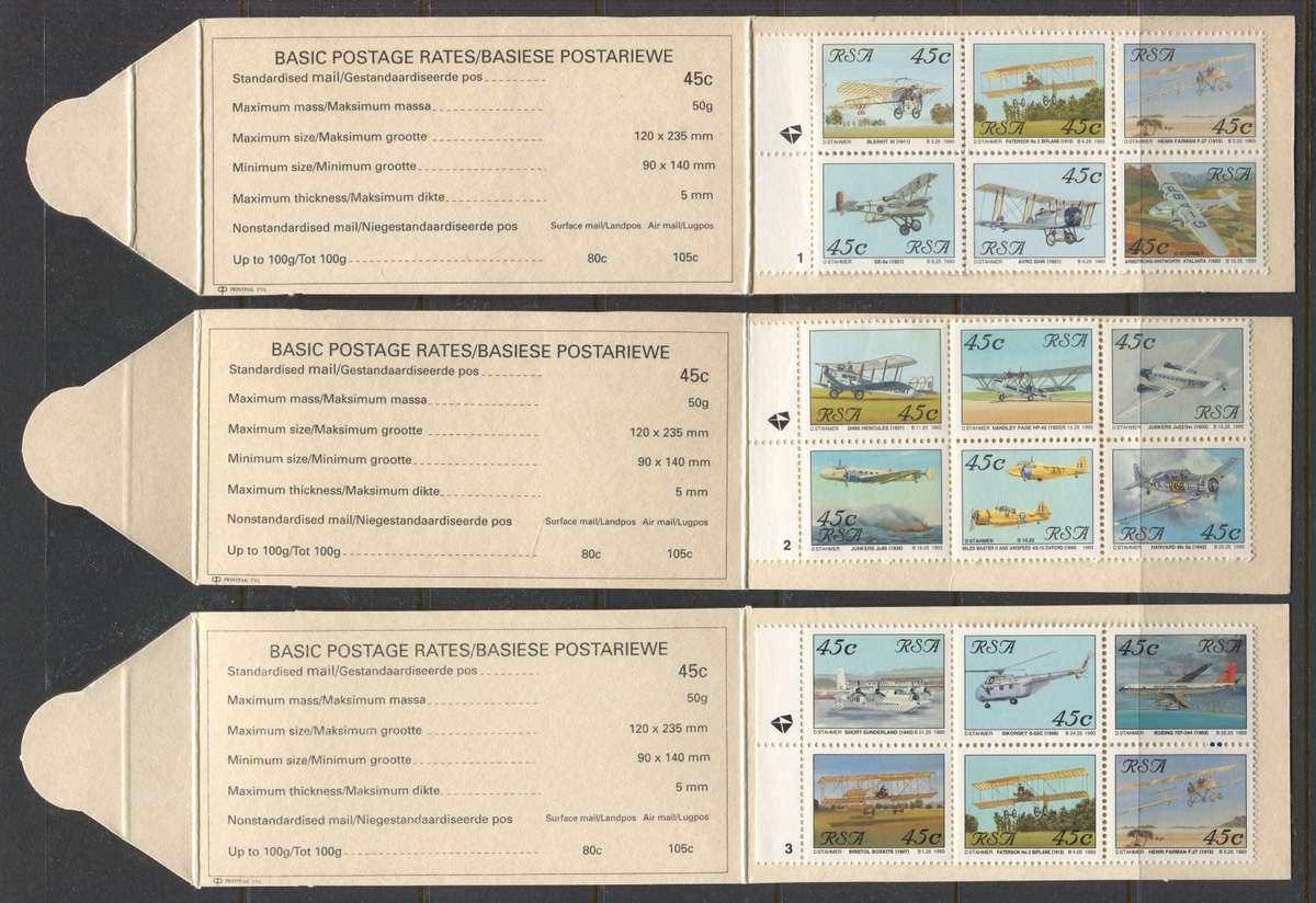 RSA - Set of 10 Booklets - Rates With Outer Frame - 1993 - MNH