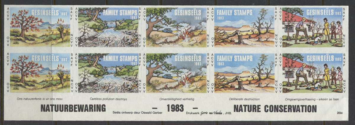 RSA - Family Stamps - Sheet of 10 - 1983 - MNH