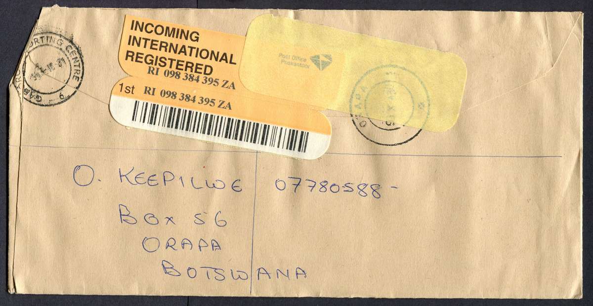 Botswana - "Maxi" Size Registered Cover