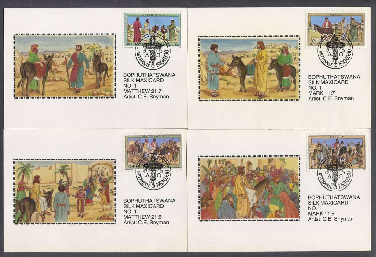 Bophuthatswana - Set of 4 Silk Maxi Cards - 1983