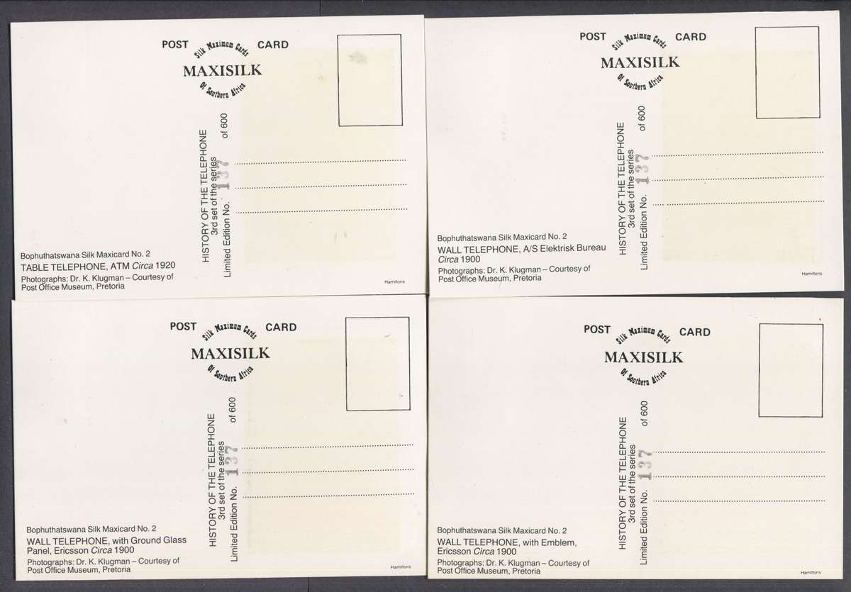 Bophuthatswana - Set of 4 Silk Maxi Cards - 1983