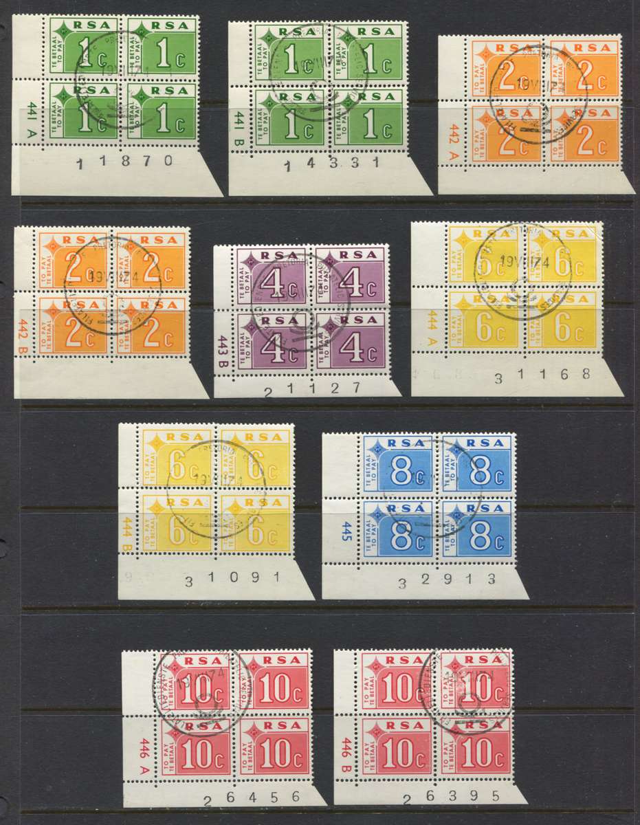 RSA - Postage Due - 10 Control Blocks of 4 - 1972 - Used(CTO)