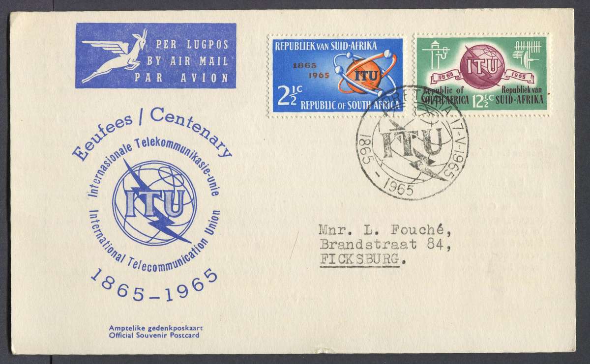 RSA - FDC Card No 1 With 3 Diamonds - 1965