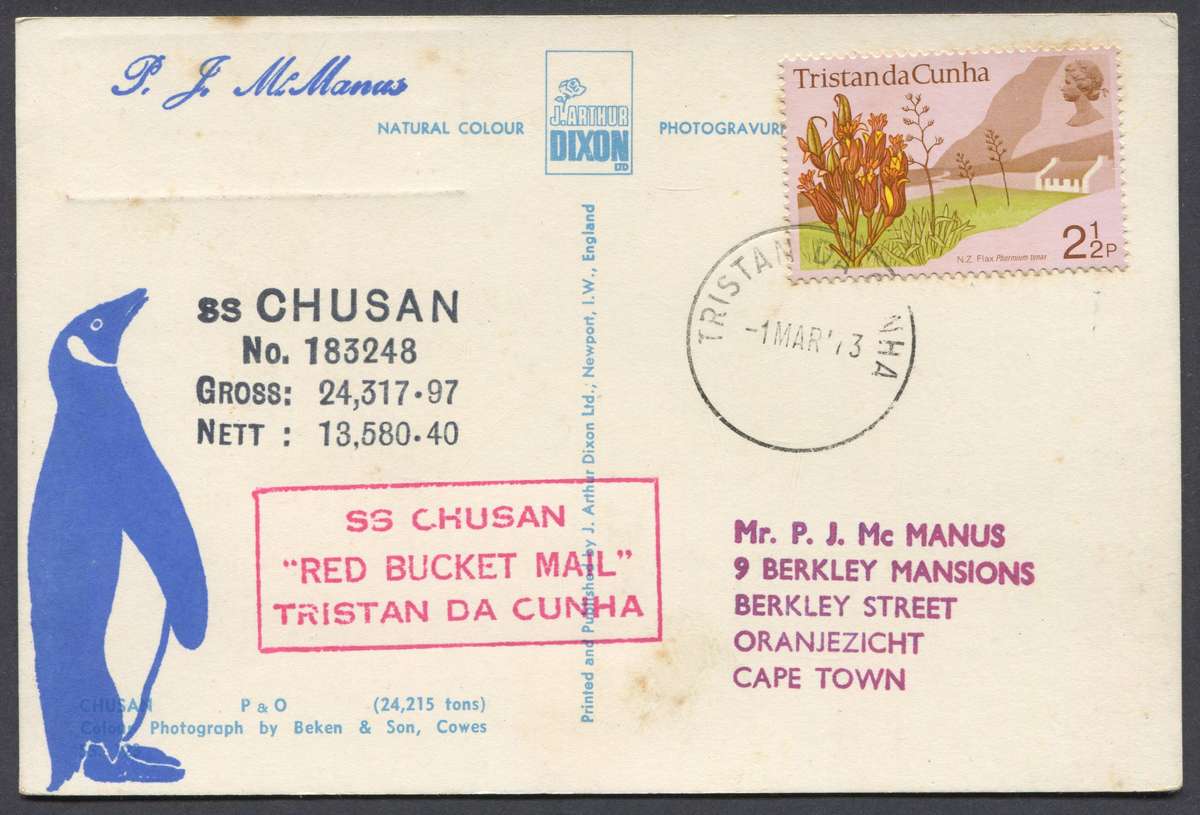 Tristan Da Cunha - "Red Bucket Mail" - Post Card