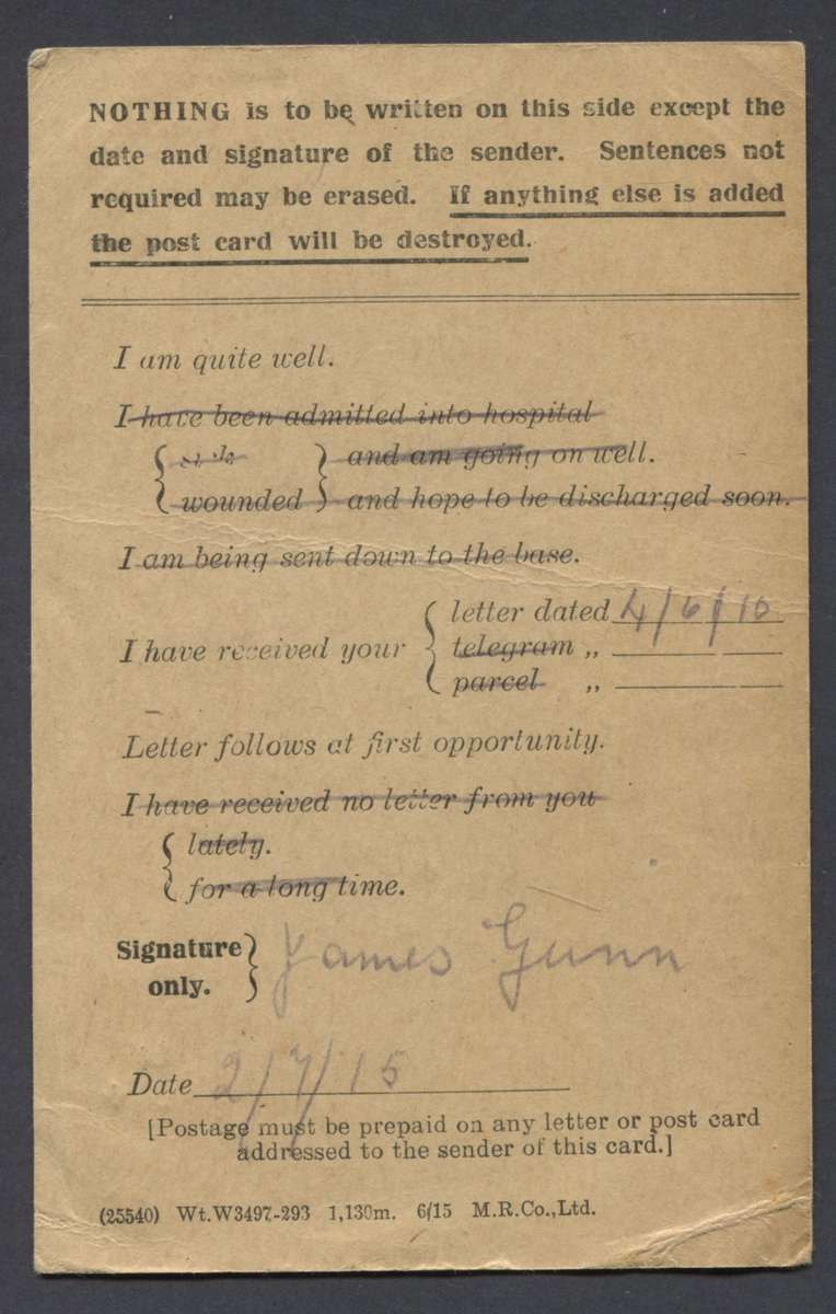 Field Post Office - Post Card