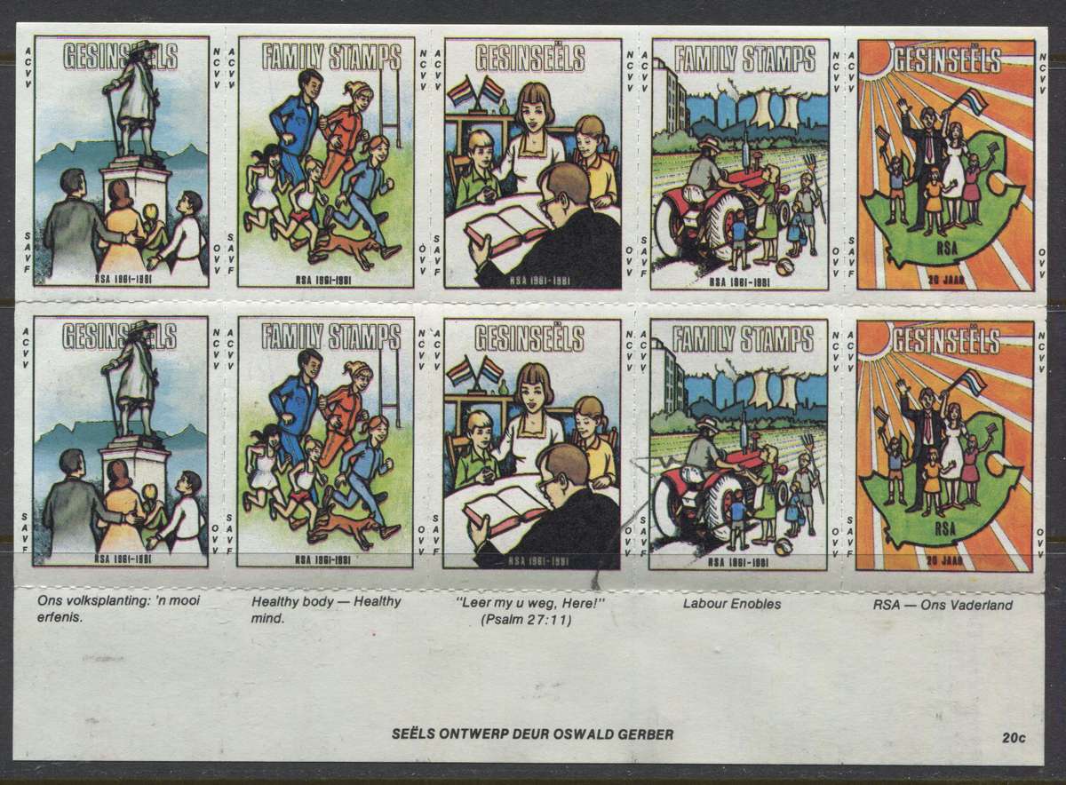 RSA - Family Stamps - Sheet of 10 - 1981 - MNH