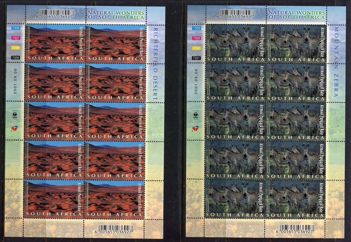 RSA - Set of 10 Sheets of 10 - 2001 - MNH