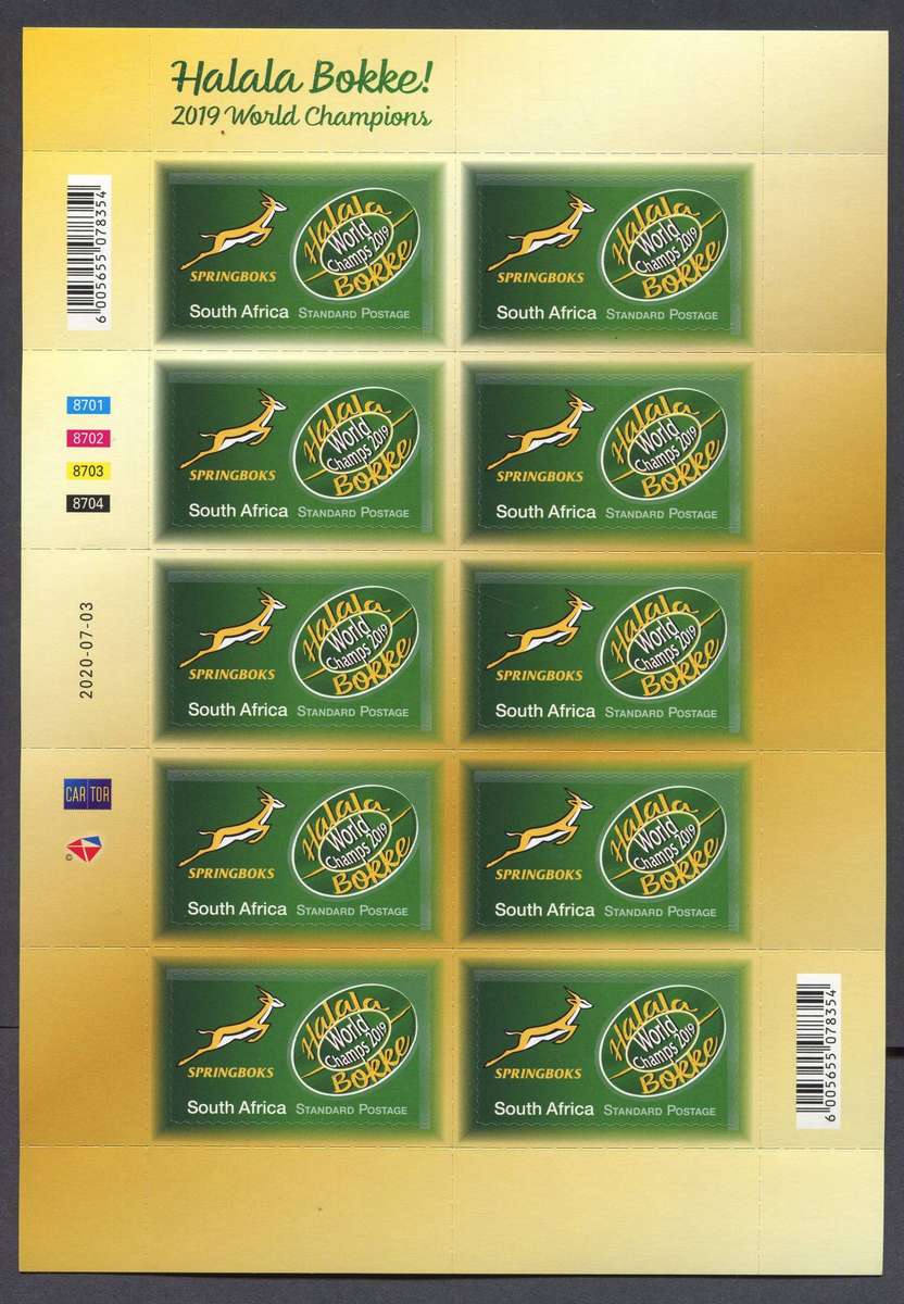 RSA - Rugby - Sheet of 10 - 2020 - MNH