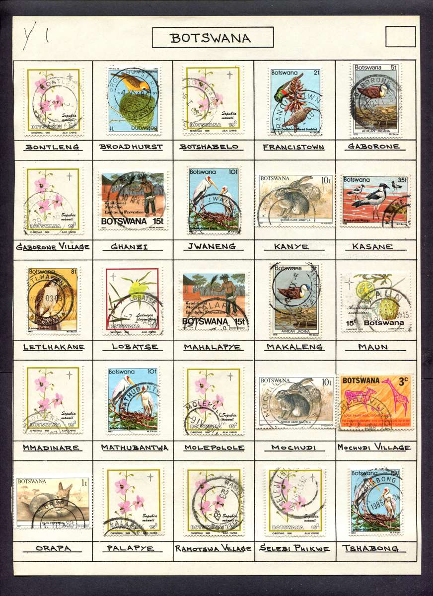 Botswana - 25 Stamps Mounted(Hinged) on Album Page