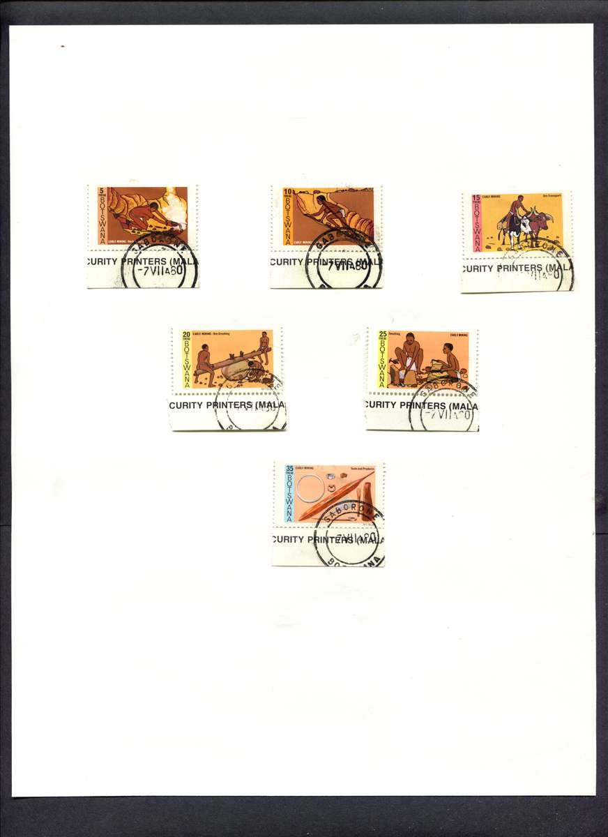 Botswana - Set of 6 Stamps In Hings less Mounts + FDC + Mounted CTO Set on Back of Page