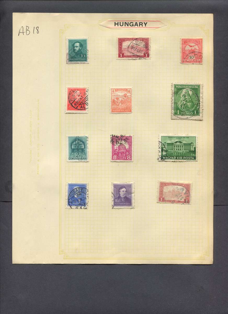 Hungary - 12 Stamps Mounted On Old Album Page