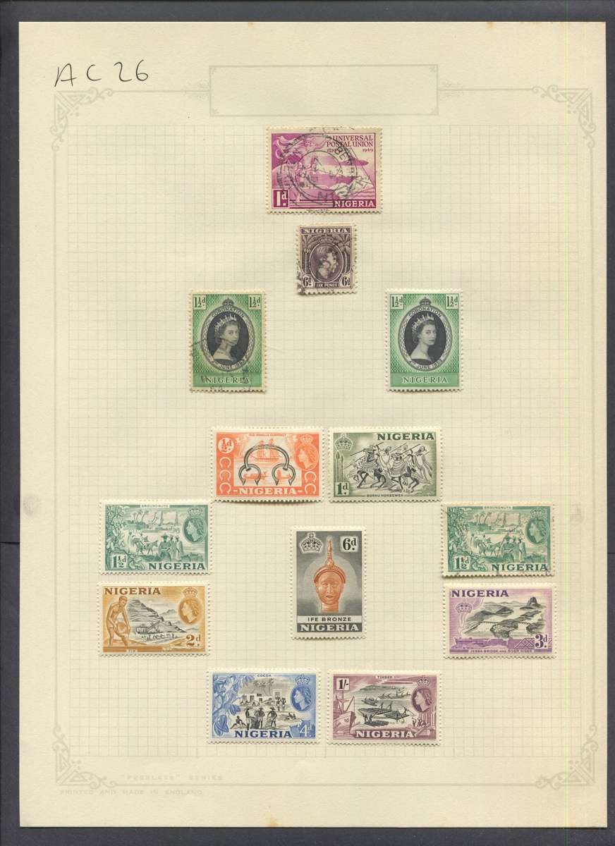 Nigeria - 13 Stamps Mounted On Old Album Page