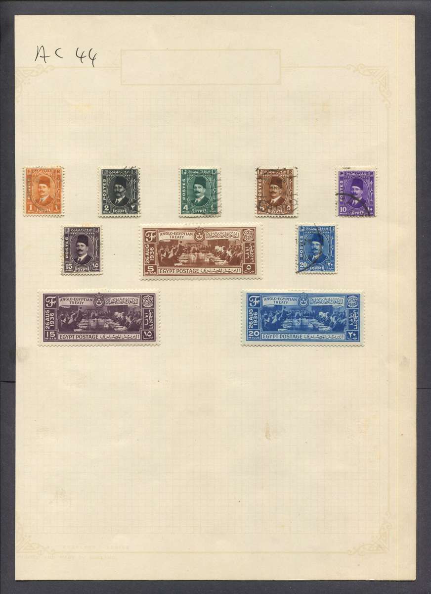 Egypt - 10 Stamps Mounted On Old Album Page