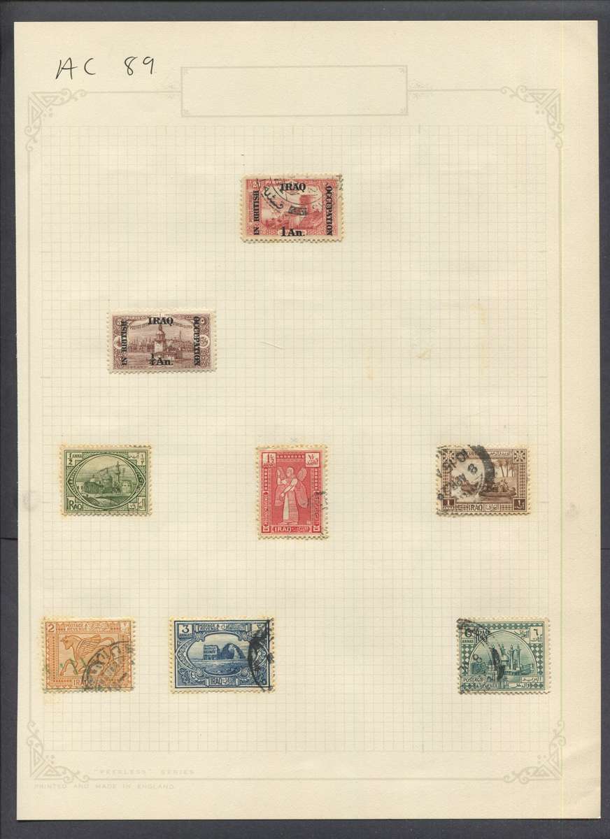 Iraq - 8 Stamps Mounted On Old Album Page