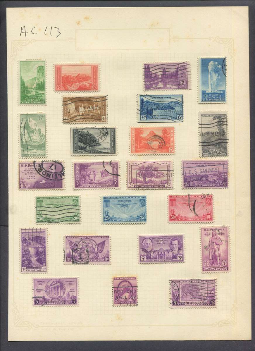 USA - 24 Stamps Mounted On Old Album Page