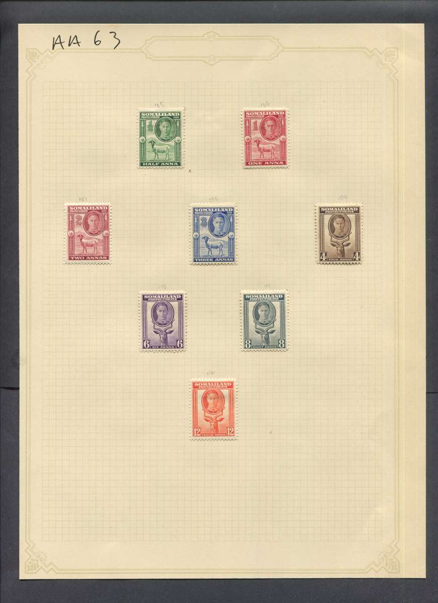 Somaliland - 8 Stamps Mounted(Hinged) on Old Album Page