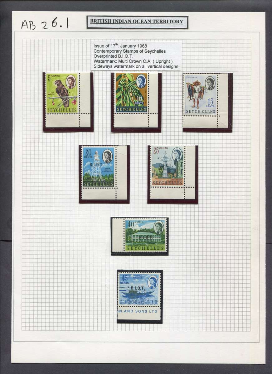 British Indian Ocean Territory - 15 Stamps In Hinge-less Mounts on 2 Album Pages - 1968 - MNH