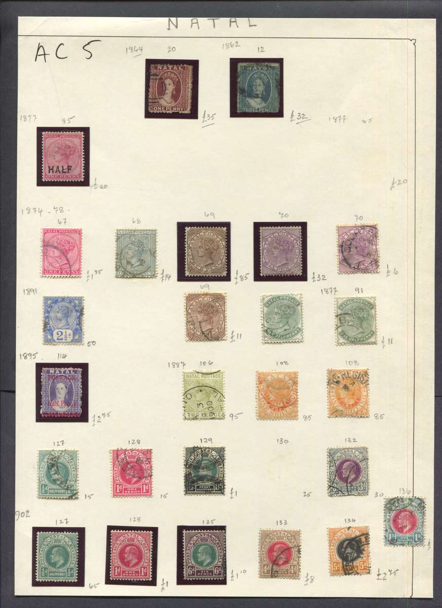 Natal - 26 Stamps Mounted(Hinged) on album Page